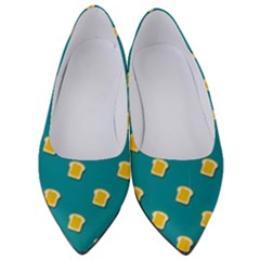 Toast With Cheese Pattern Turquoise Green Background Retro Funny Food Women s Low Heels by genx