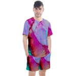 Red purple green ink          Men s Mesh Tee and Shorts Set