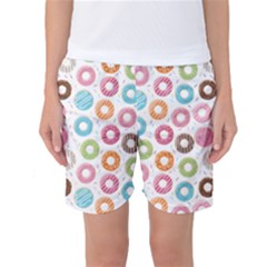 Donut Pattern With Funny Candies Women s Basketball Shorts by genx