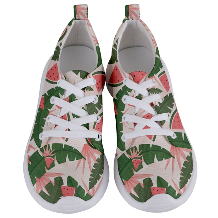 Tropical Watermelon Leaves Pink and green jungle leaves retro Hawaiian style Women s Lightweight Sports Shoes