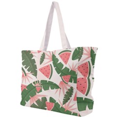 Tropical Watermelon Leaves Pink And Green Jungle Leaves Retro Hawaiian Style Simple Shoulder Bag by genx
