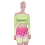Watermelon Pastel Gradient Pink Watermelon Pastel Gradient Off Shoulder Top with Mini Skirt Set