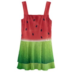 Juicy Paint Texture Watermelon Red And Green Watercolor Kids  Layered Skirt Swimsuit by genx