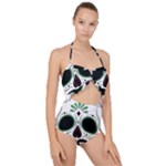 Day Of The Dead Skull Sugar Skull Scallop Top Cut Out Swimsuit