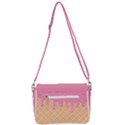 Ice Cream Pink melting background with beige cone Shoulder Bag with Back Zipper View3