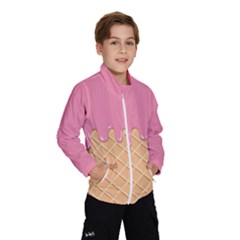 Ice Cream Pink Melting Background With Beige Cone Kids  Windbreaker by genx