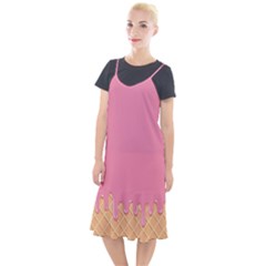 Ice Cream Pink Melting Background With Beige Cone Camis Fishtail Dress by genx