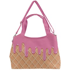 Ice Cream Pink Melting Background With Beige Cone Double Compartment Shoulder Bag by genx