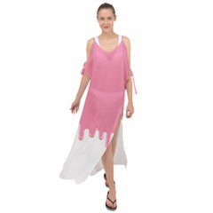 Ice Cream Pink Melting Background Maxi Chiffon Cover Up Dress by genx