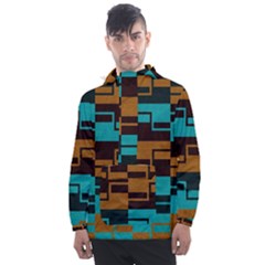 Illusion In Orange & Teal Men s Front Pocket Pullover Windbreaker by WensdaiAmbrose