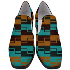 Illusion In Orange & Teal Slip On Heel Loafers by WensdaiAmbrose