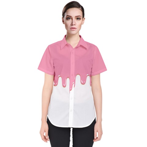 Ice Cream Pink Melting Background Bubble Gum Women s Short Sleeve Shirt by genx