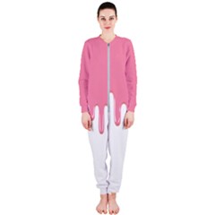 Ice Cream Pink Melting Background Bubble Gum Onepiece Jumpsuit (ladies) by genx