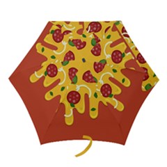Pizza Topping Funny Modern Yellow Melting Cheese And Pepperonis Mini Folding Umbrellas by genx