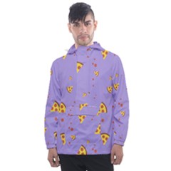 Pizza Pattern Violet Pepperoni Cheese Funny Slices Men s Front Pocket Pullover Windbreaker by genx