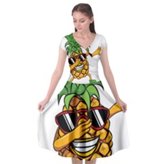 Dabbing Pineapple Sunglasses Shirt Aloha Hawaii Beach Gift Cap Sleeve Wrap Front Dress by SilentSoulArts
