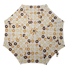 Donuts Pattern With Bites Bright Pastel Blue And Brown Cropped Sweatshirt Hook Handle Umbrellas (large) by genx