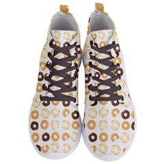 Donuts Pattern With Bites Bright Pastel Blue And Brown Cropped Sweatshirt Men s Lightweight High Top Sneakers by genx