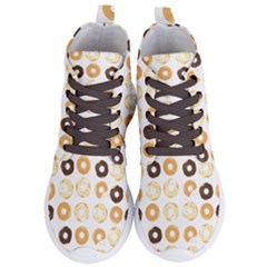 Donuts Pattern With Bites Bright Pastel Blue And Brown Cropped Sweatshirt Women s Lightweight High Top Sneakers by genx