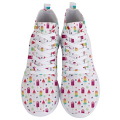Popsicle Juice Watercolor With Fruit Berries And Cherries Summer Pattern Men s Lightweight High Top Sneakers by genx