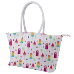 Popsicle Juice Watercolor With Fruit Berries And Cherries Summer Pattern Canvas Shoulder Bag by genx