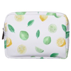 Lemon And Limes Yellow Green Watercolor Fruits With Citrus Leaves Pattern Make Up Pouch (medium) by genx