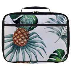 Pineapple Tropical Jungle Giant Green Leaf Watercolor Pattern Full Print Lunch Bag by genx