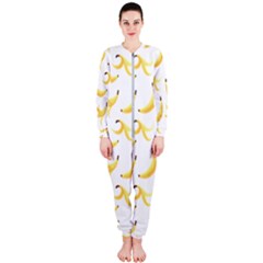 Yellow Banana And Peels Pattern With Polygon Retro Style Onepiece Jumpsuit (ladies)  by genx