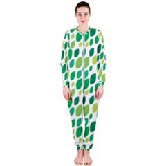 Leaves Green Modern Pattern Naive Retro Leaf Organic Onepiece Jumpsuit (ladies)  by genx
