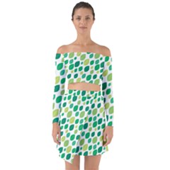 Leaves Green Modern Pattern Naive Retro Leaf Organic Off Shoulder Top With Skirt Set by genx