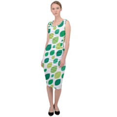 Leaves Green Modern Pattern Naive Retro Leaf Organic Sleeveless Pencil Dress by genx