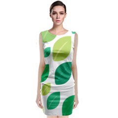 Leaves Green Modern Pattern Naive Retro Leaf Organic Classic Sleeveless Midi Dress by genx