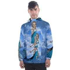 Cute Fairy In The Sky Men s Front Pocket Pullover Windbreaker by FantasyWorld7