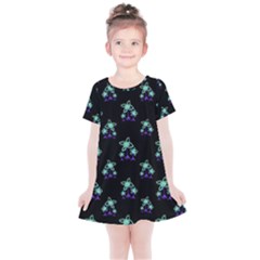 Dark Floral Drawing Print Pattern Kids  Simple Cotton Dress by dflcprintsclothing