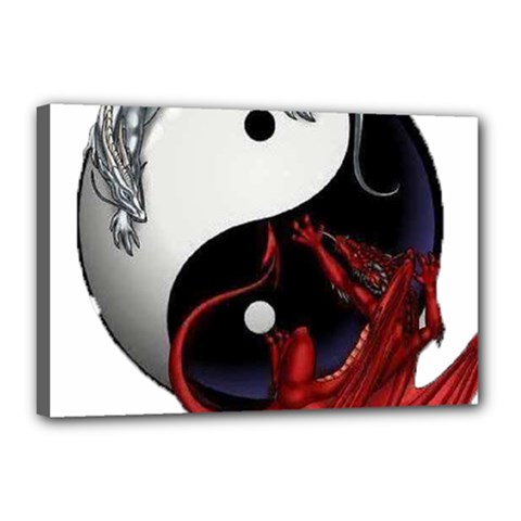 Yin And Yang Chinese Dragon Canvas 18  X 12  (stretched) by Sudhe