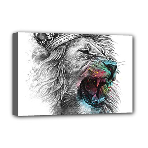 Lion King Head Deluxe Canvas 18  X 12  (stretched)