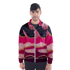Pink And Black Abstract Mountain Landscape Men s Windbreaker by charliecreates