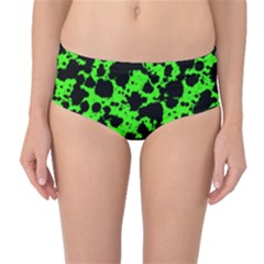 Black And Green Leopard Style Paint Splash Funny Pattern Mid-waist Bikini Bottoms by yoursparklingshop