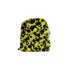 Black And Yellow Leopard Style Paint Splash Funny Pattern  Drawstring Pouch (small) by yoursparklingshop