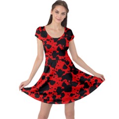 Black And Red Leopard Style Paint Splash Funny Pattern Cap Sleeve Dress by yoursparklingshop