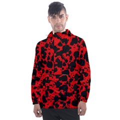 Black And Red Leopard Style Paint Splash Funny Pattern Men s Front Pocket Pullover Windbreaker by yoursparklingshop