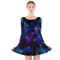 Serene Space Long Sleeve Velvet Skater Dress