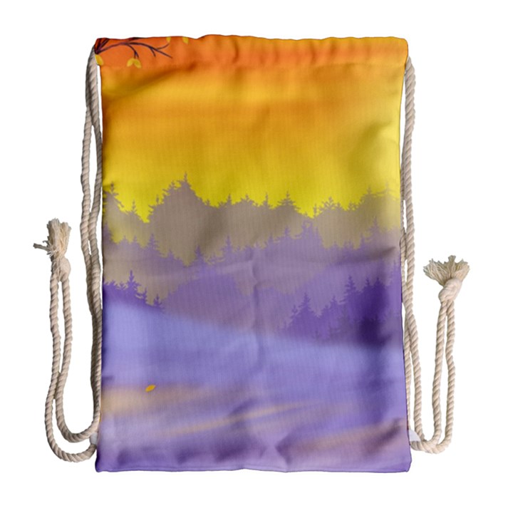 Vector Illustration Winter Sunset Drawstring Bag (Large)