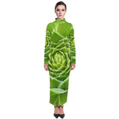 Wurz Houseleek Turmeric Plant Turtleneck Maxi Dress by Pakrebo