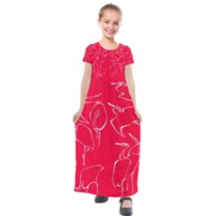 Katsushika Hokusai, Egrets From Quick Lessons In Simplified Drawing Kids  Short Sleeve Maxi Dress by Valentinaart