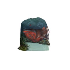 Awesome Mechanical Whale In The Deep Ocean Drawstring Pouch (small) by FantasyWorld7