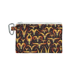 Stylised Horns Black Pattern Canvas Cosmetic Bag (small)