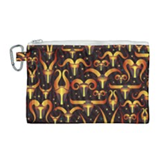 Stylised Horns Black Pattern Canvas Cosmetic Bag (large)