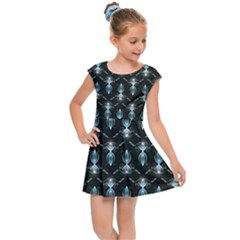 Seamless Pattern Background Black Kids  Cap Sleeve Dress by HermanTelo