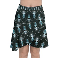 Seamless Pattern Background Black Chiffon Wrap Front Skirt by HermanTelo